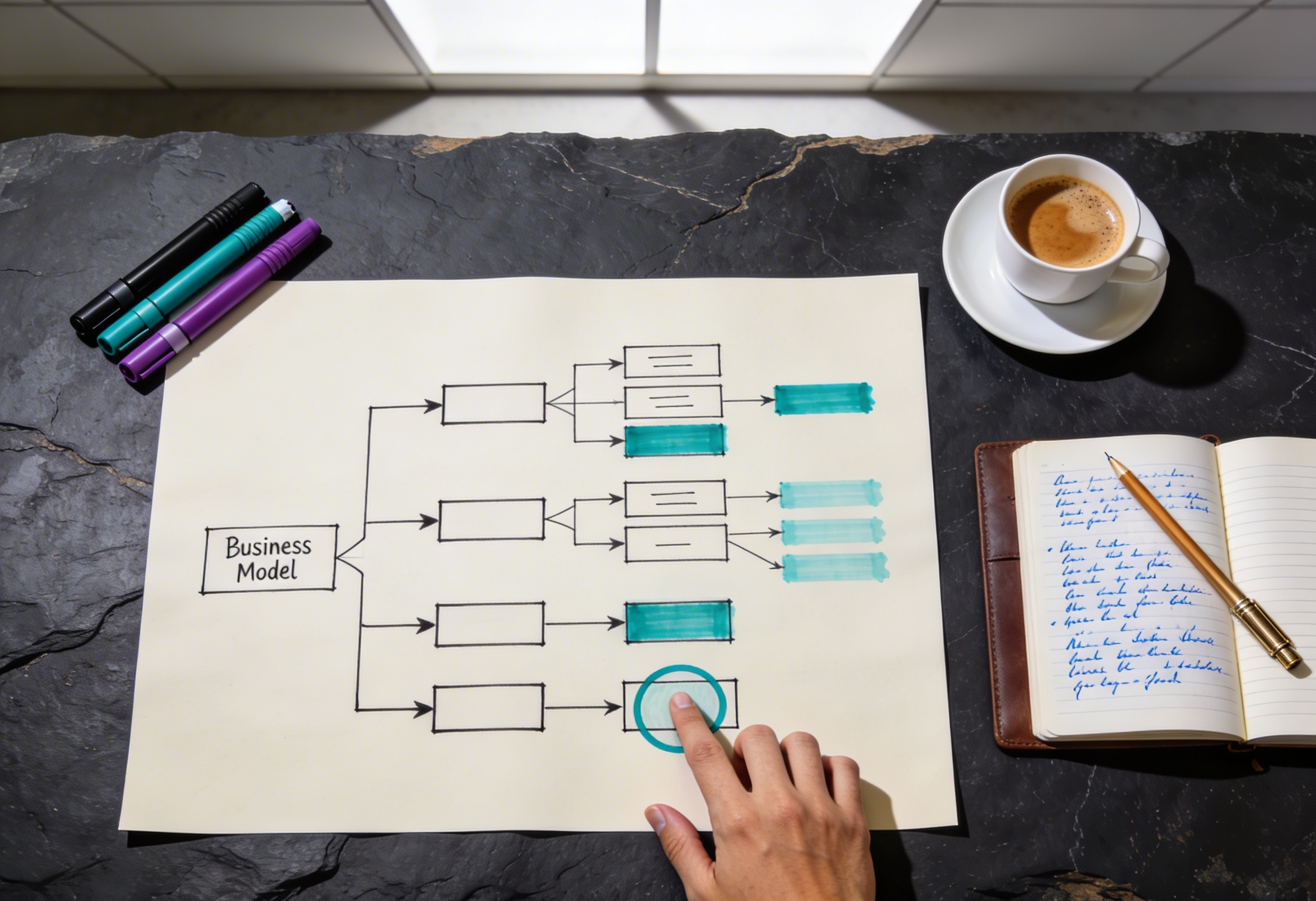 Strateji planlama materyalleri ve is modeli tuval cizimi